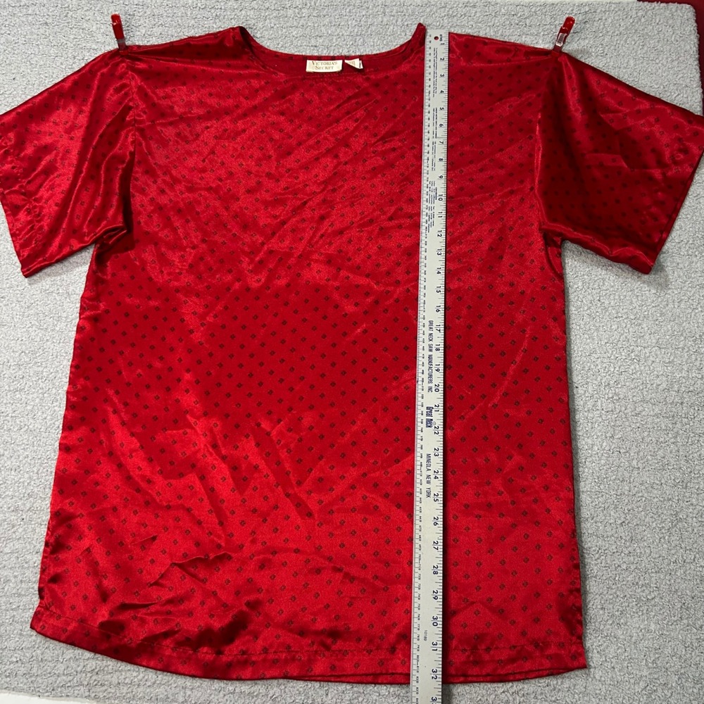 Victoria's Secret Pajama Top 80s Vintage M Red Gold Label Satin Coquette Retro - Picture 3 of 8